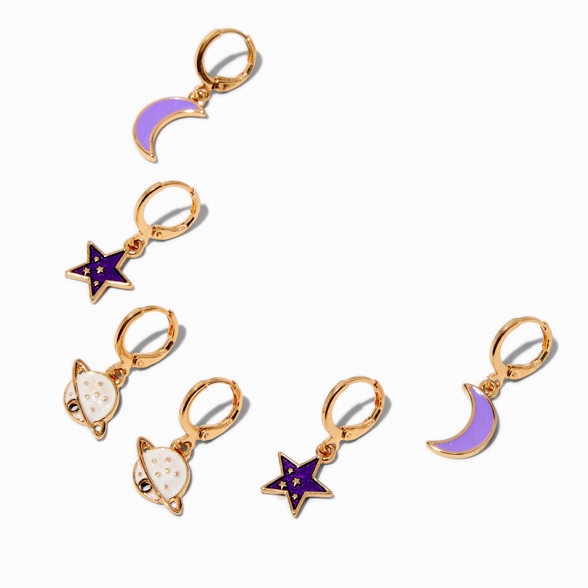 View Claires Celestial Icons Earring Stackables Set 3 Pack Gold information