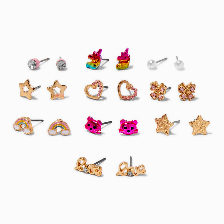 Clous d&#39;oreilles fan de chat roses - Lot de 10,