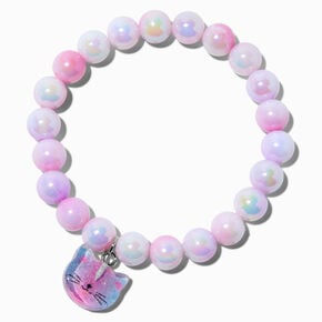 Kitty Cat Charm Beaded Stretch Bracelet,