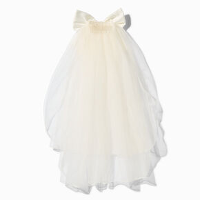 Special Occasion Ivory Bow Veil Hair Comb,