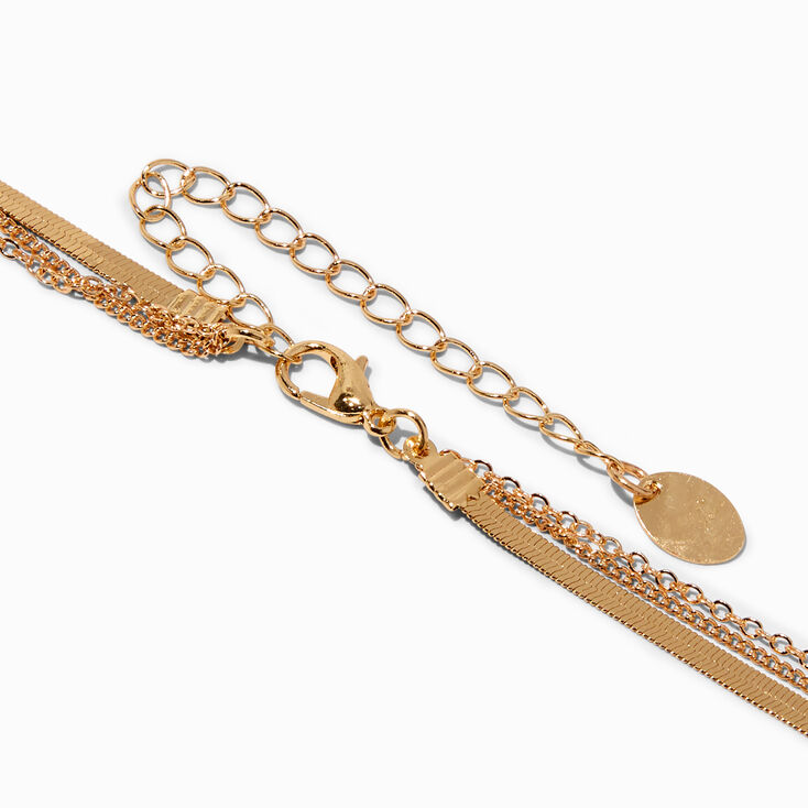 Gold-tone Pearl Multi-Strand Chain Necklace,