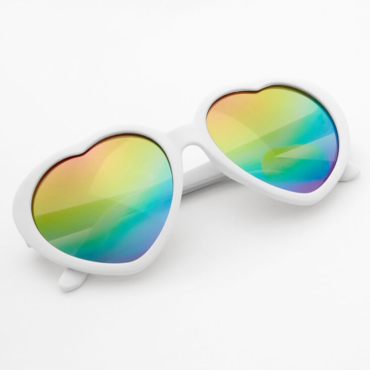 Claire&#39;s Club Rainbow Heart Sunglasses - White,