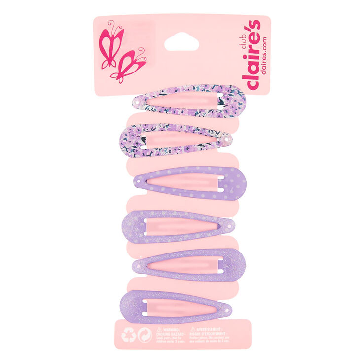 Claire's Lot de 6 barrettes clic clac florales violettes du Club Claire's