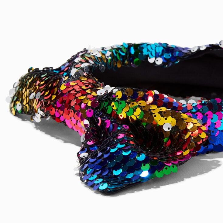Rainbow Sequin Bow Headband,