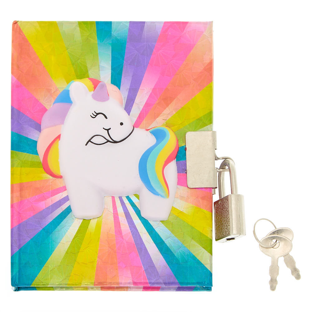 Journal intime à cadenas licorne spongieuse arc-en-ciel du Claire's Club,