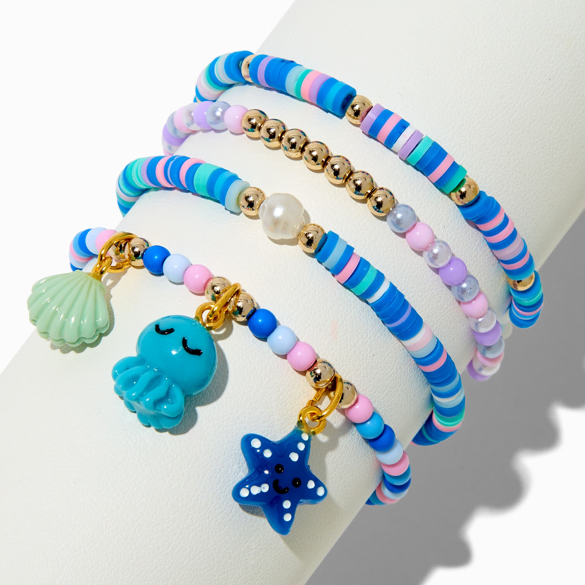 Claire's Club Sea Life Beaded Stretch Bracelets - 4 Pack,