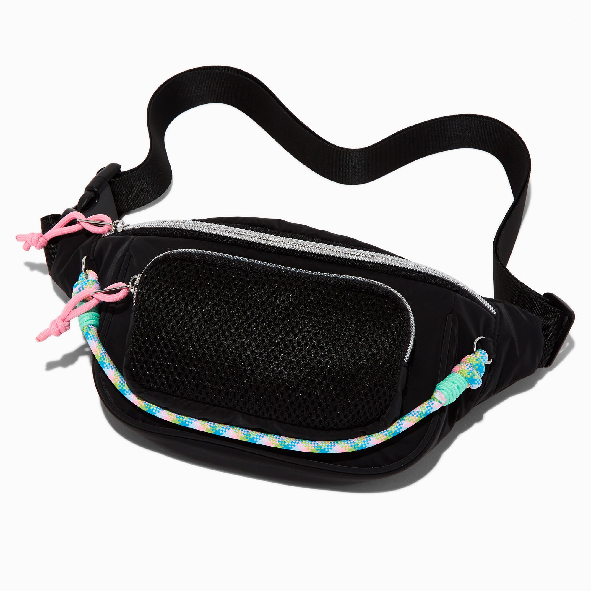 Black Nylon Cord Belt Bag,