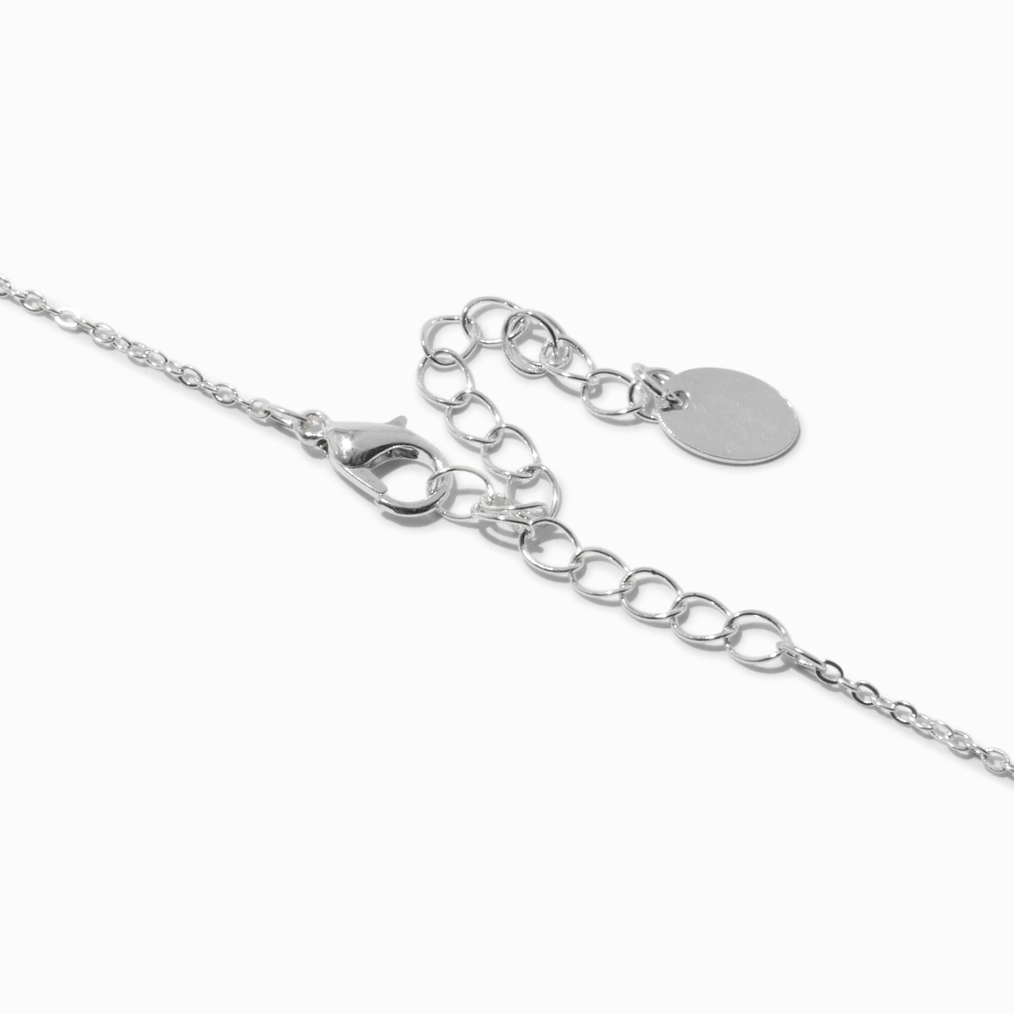 Collier à pendentif avec strass en zircon cubique d'imitation ovale couleur argentée,