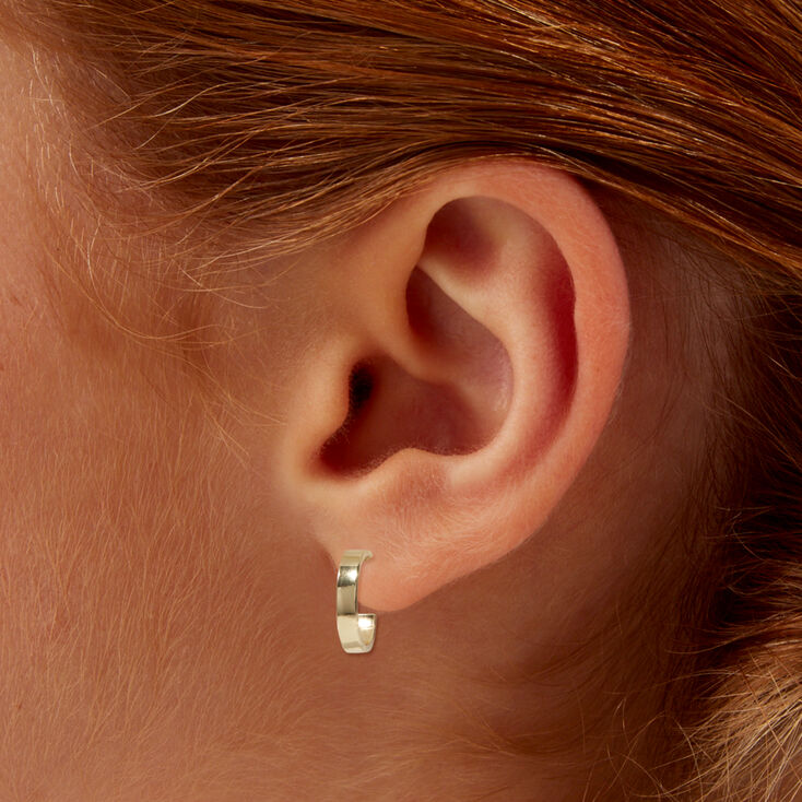 Gold-tone 12mm Textured Huggie Hoop Earrings - 6 Pack,