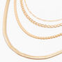 Gold Sleek Snake Chain Multi Strand Necklace,