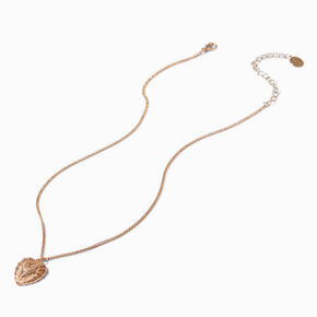 Collier &agrave; pendentif c&oelig;ur scintillant couleur dor&eacute;e,