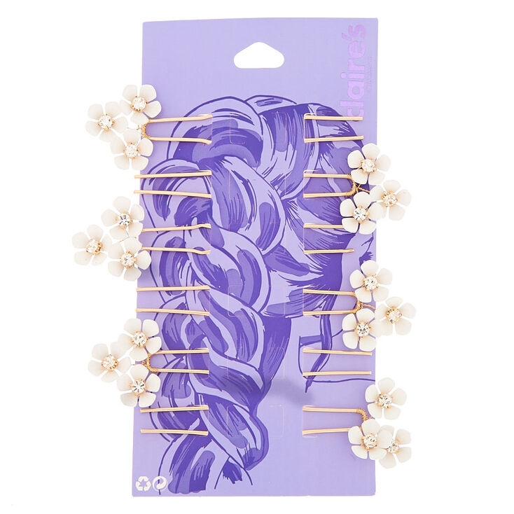 Claire's Lot de 6 épingles plates avec marguerite blanche couleur doré rose