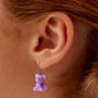 Pink Fuzzy Teddy Bear Drop Earrings,