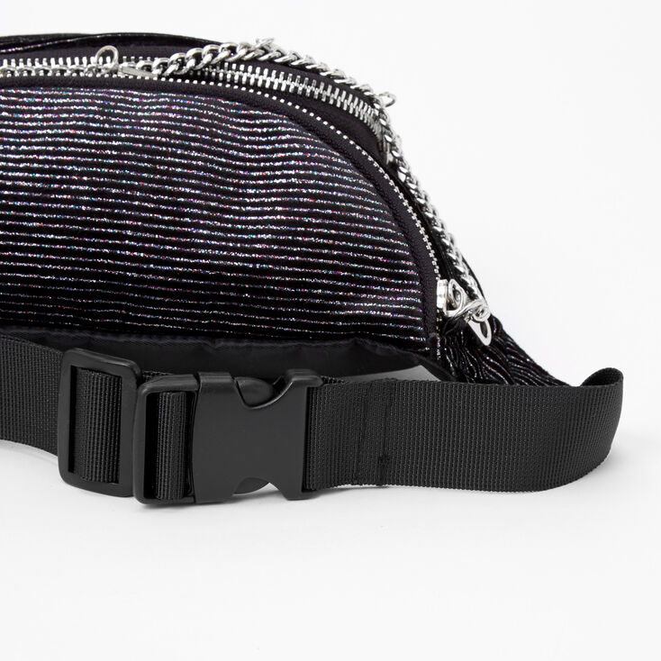 Pinstripe Love Chain Bum Bag - Black,