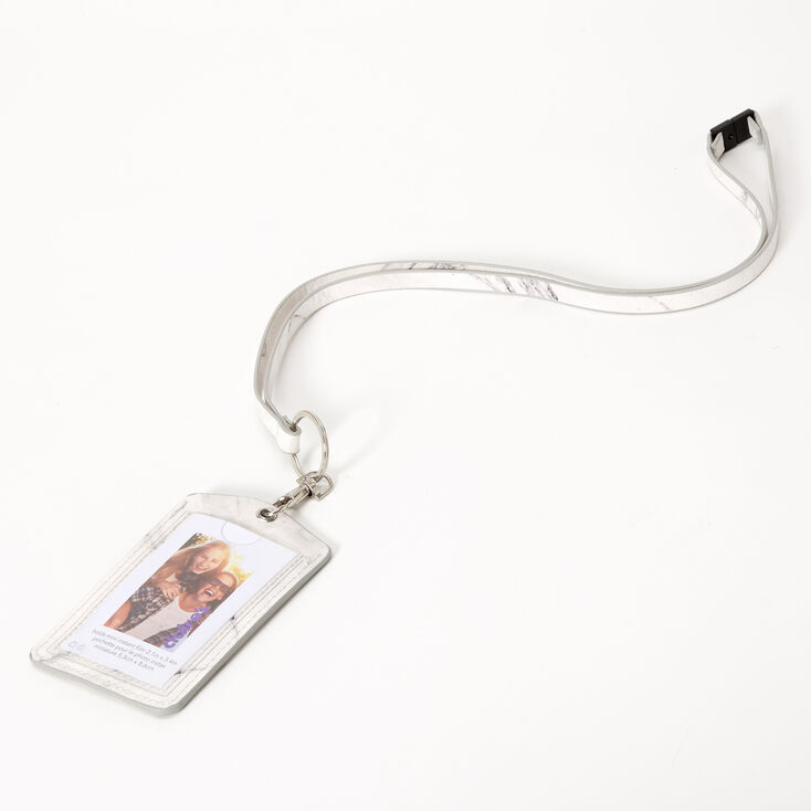White Marble ID Lanyard,