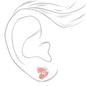 Silver Fox Clip On Stud Earrings - Coral,