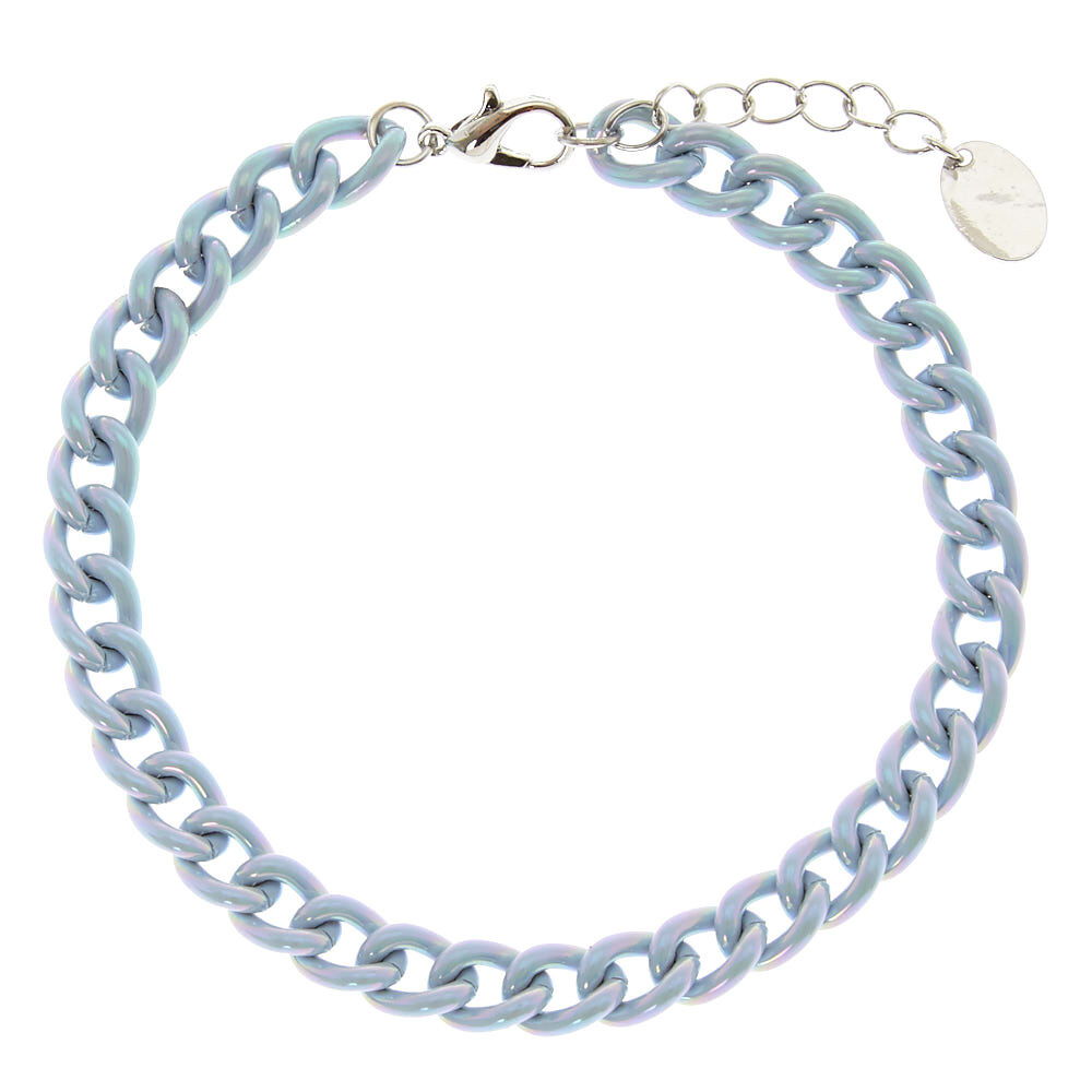 Baby Blue Metallic Chain Anklet,