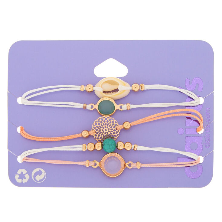Pastel Cowrie Shell Adjustable Bracelets - 5 Pack,