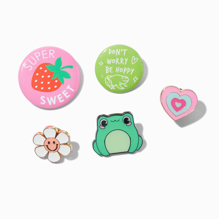 Froggy Round Button &amp; Pin Set - 5 Pack,