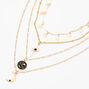 Gold Ceslestial Disc Multi Strand Choker Necklace - Black,