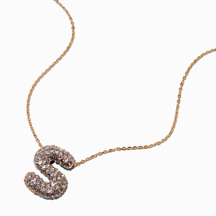 Gold-tone Pav&eacute; Bubble Initial Pendant Necklace - S,