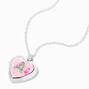 Pink Embellished Initial Glitter Heart Locket Necklace - A,