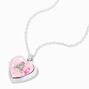 Pink Embellished Initial Glitter Heart Locket Necklace &#40;A&#41;,