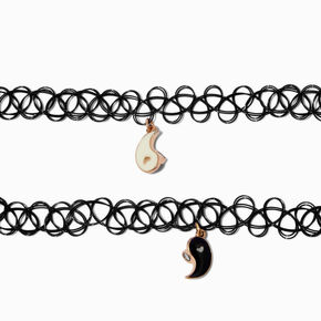 Best Friends Mood Yin Yang Tattoo Choker Necklaces - 2 Pack,