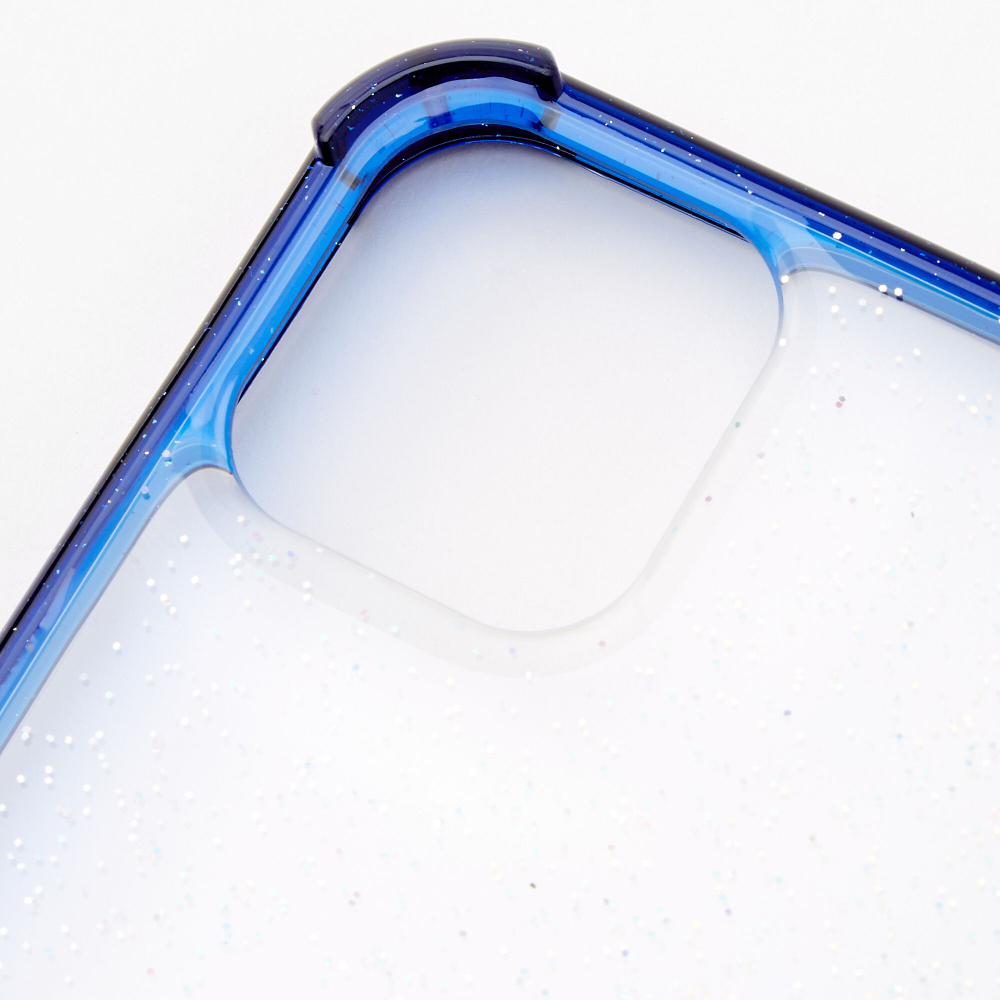 Clear Blue Glitter Protective Phone Case - Fits iPhone 12/12 Pro,