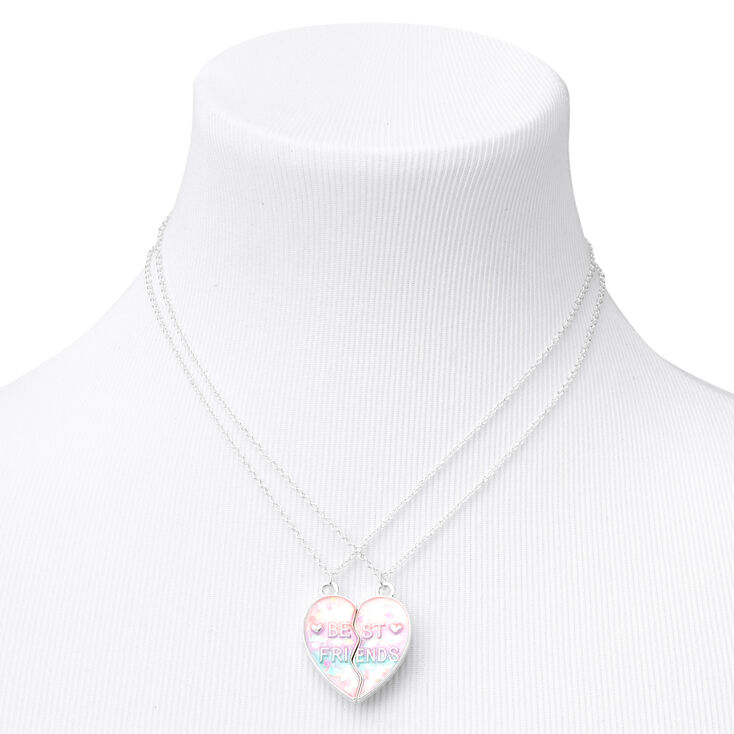 Best Friends Pastel Ombre Split Heart Pendant Necklaces - 2 Pack,