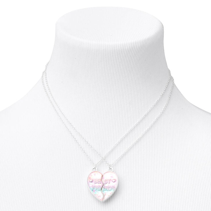 Best Friends Pastel Ombre Split Heart Pendant Necklaces - 2 Pack,