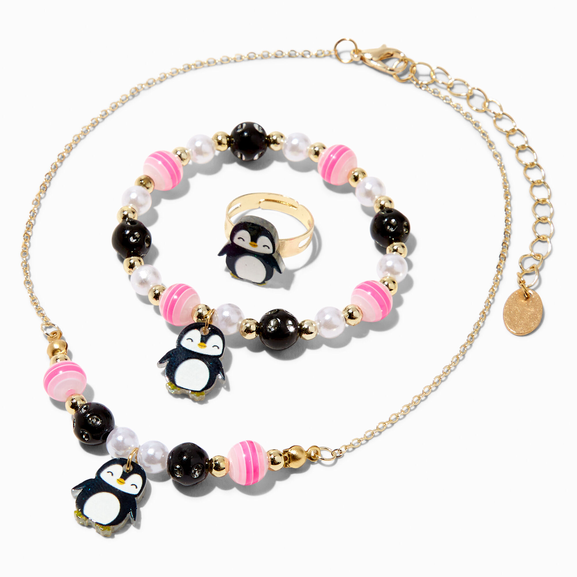 Claire's Club Penguin Gold Jewelry Set - 3 Pack,