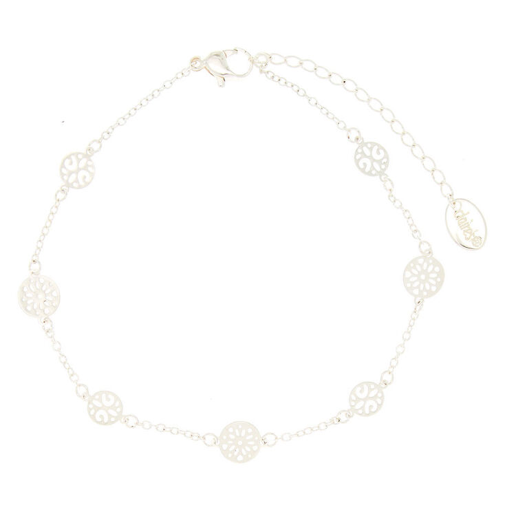 Silver Circle Disk Anklet,