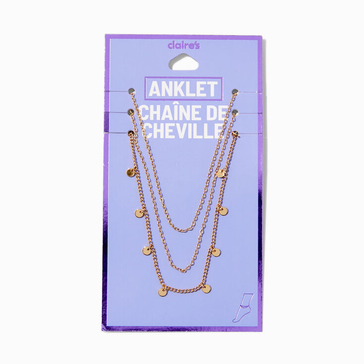 Gold-tone Disc Multi-Strand Chain Anklet,
