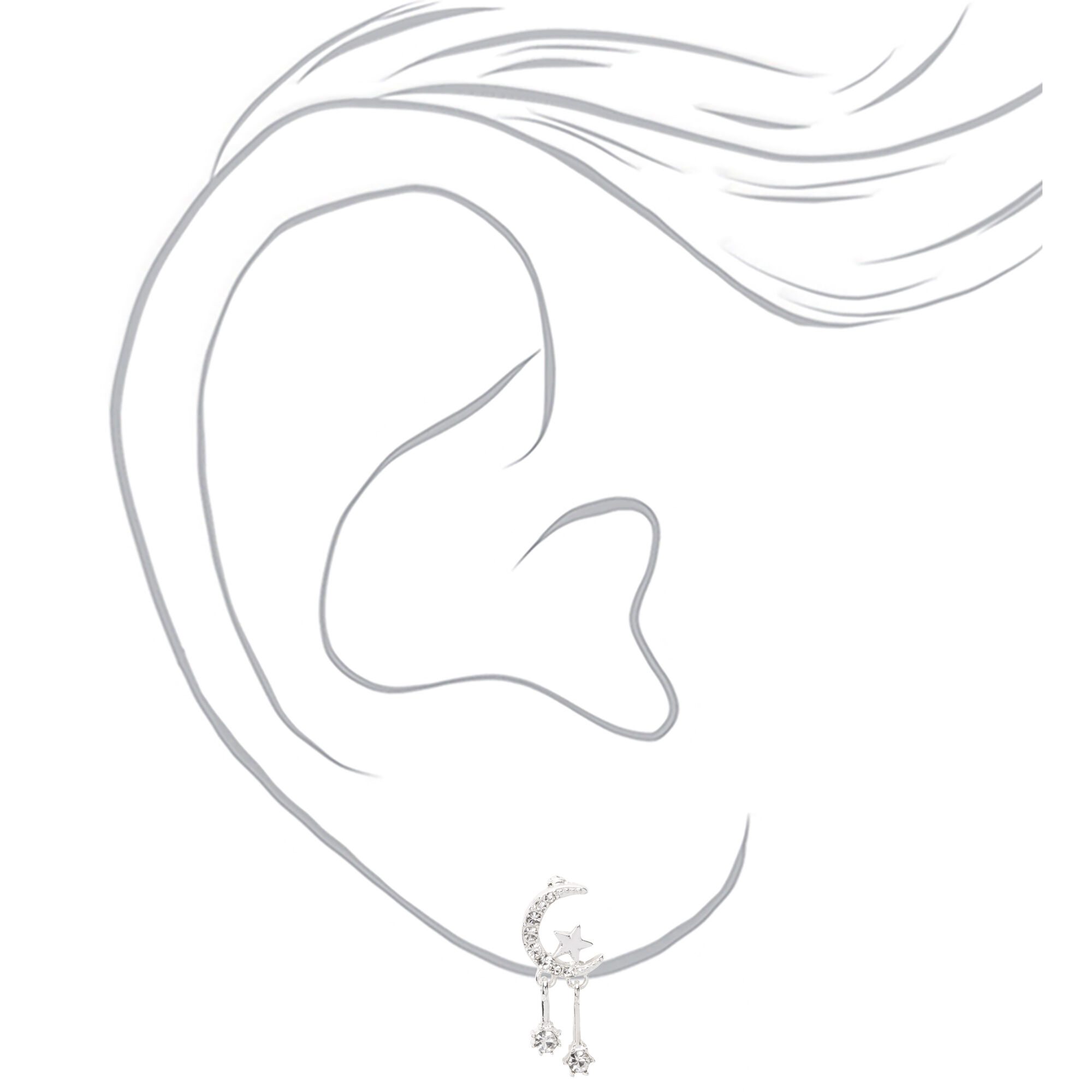 Silver-tone Celestial 1" Drop Earrings