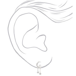 Silver-tone 1&quot; Celestial Drop Earrings,