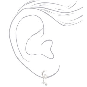 Silver-tone Moon &amp; Stars Dangling 1&quot; Drop Earrings,