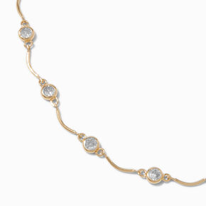 Gold-tone Cubic Zirconia Delicate Scalloped Choker Necklace,