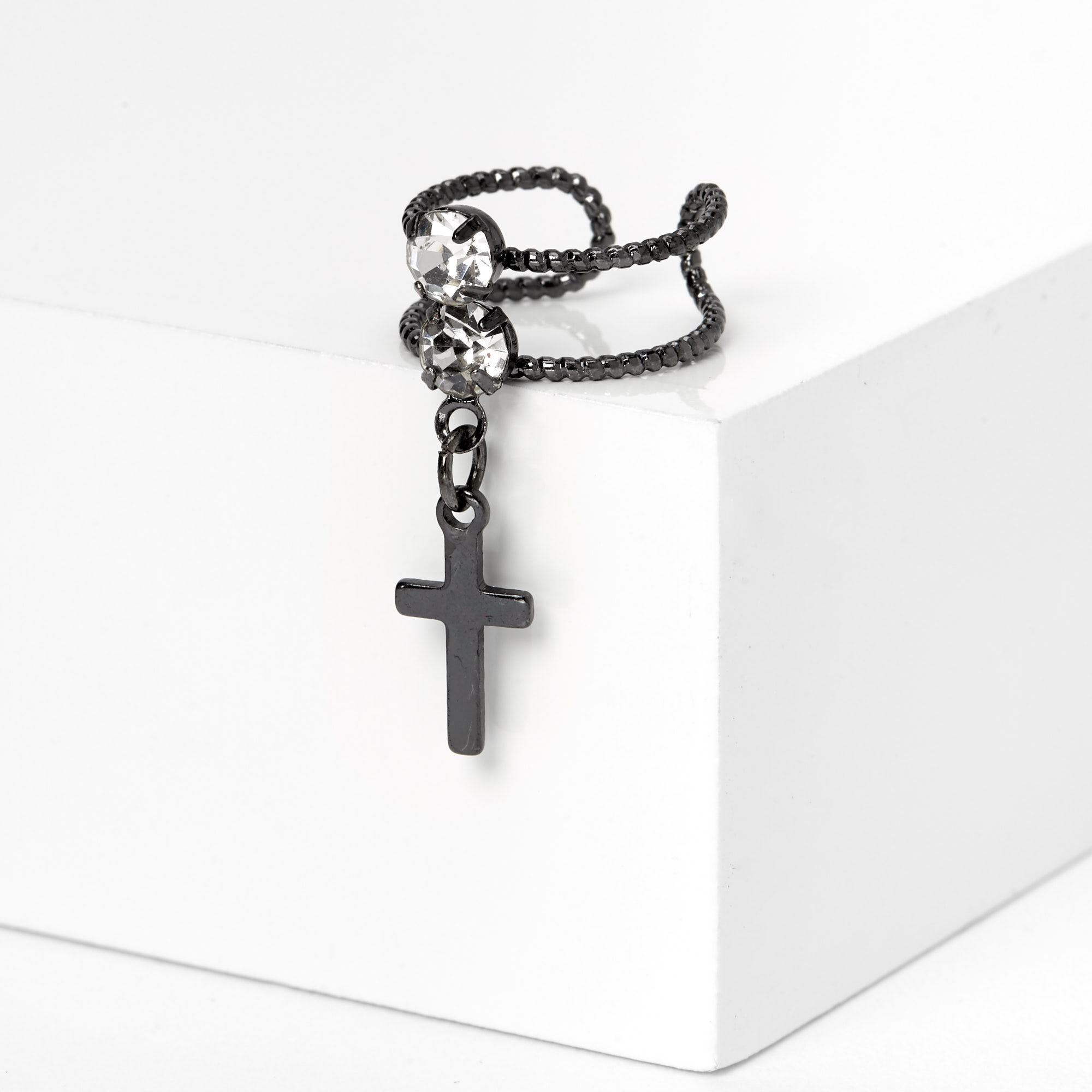 Hematite Crystal Cross Ear Cuff Claire s US