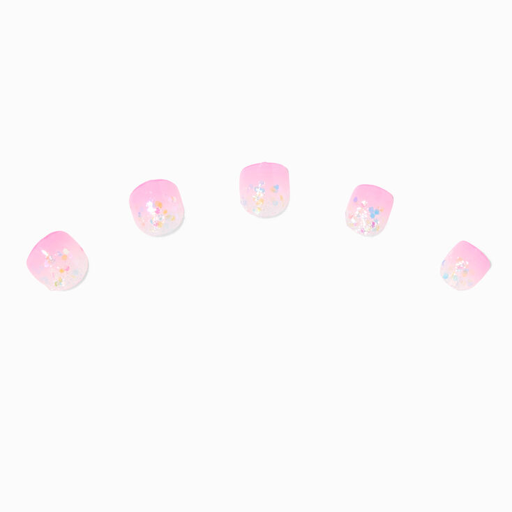 Claire&#39;s Club Pink Glitter Ombr&eacute; Vegan Press On Faux Nail Set - 10 Pack,