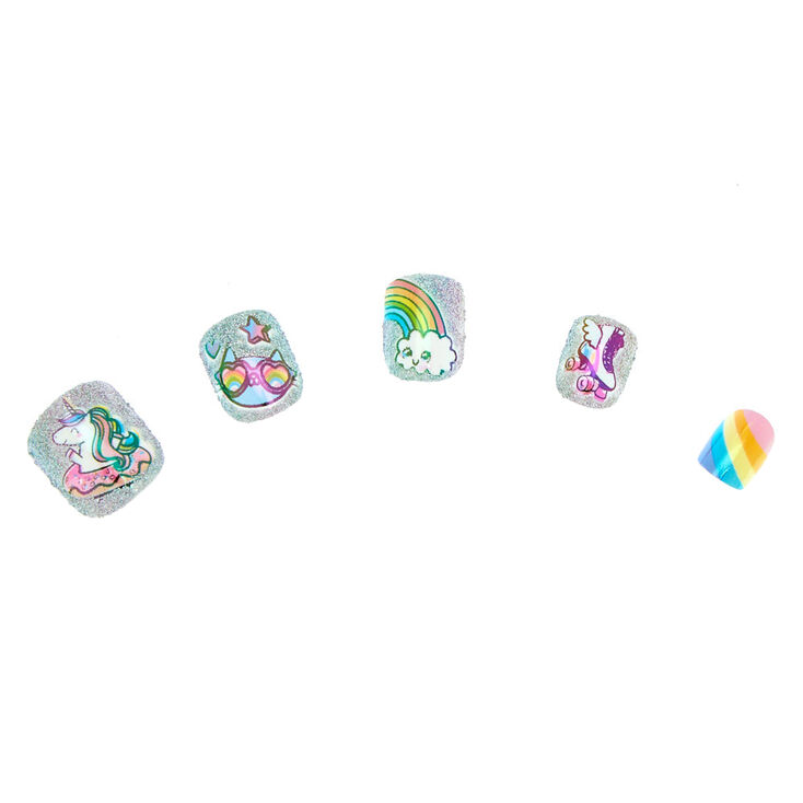 Chasing Rainbows Square Press On Faux Nail Set - 24 Pack,
