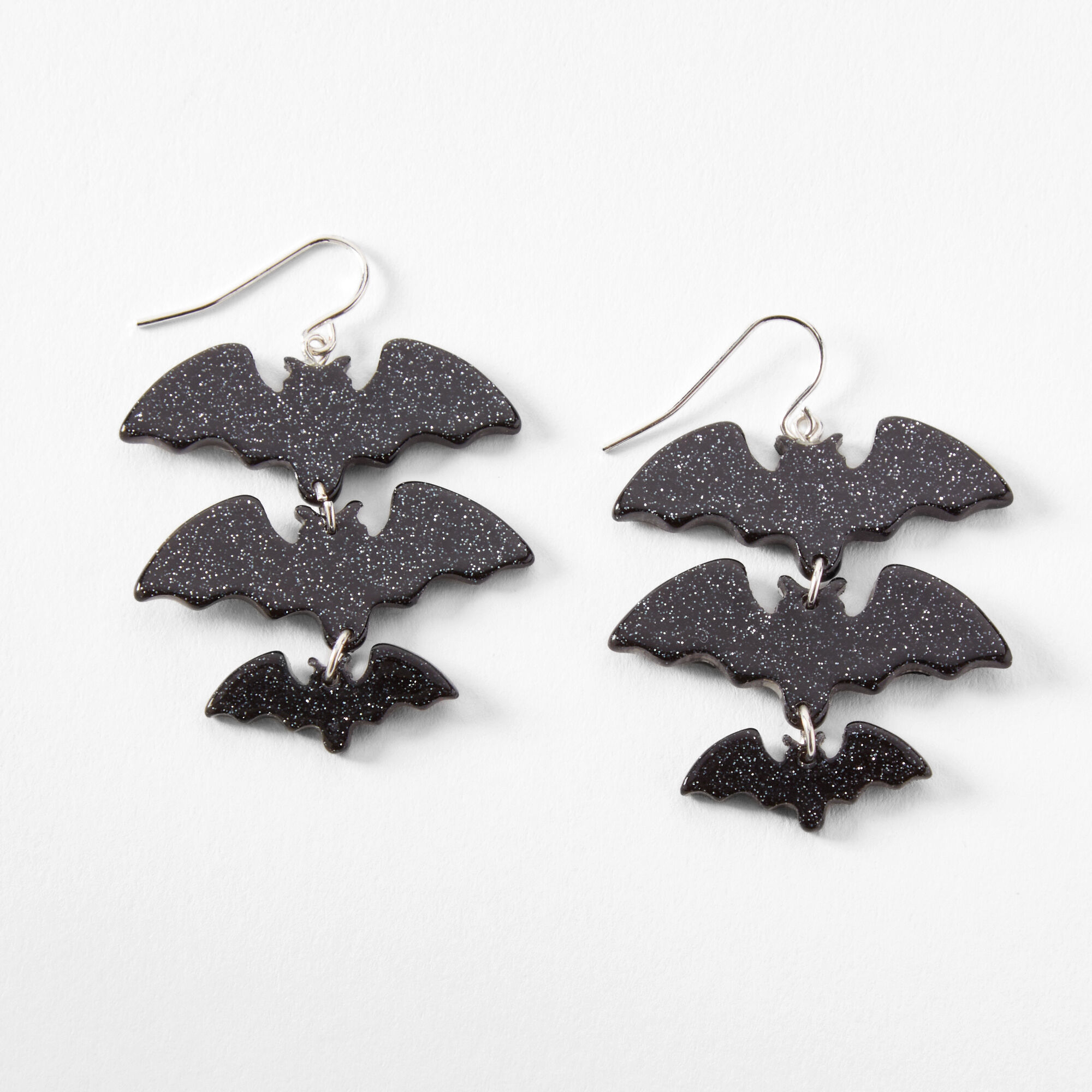 2" Glitter Acrylic Bats Drop Earrings - Black,