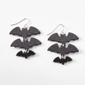 2&quot; Glitter Acrylic Bats Drop Earrings - Black,