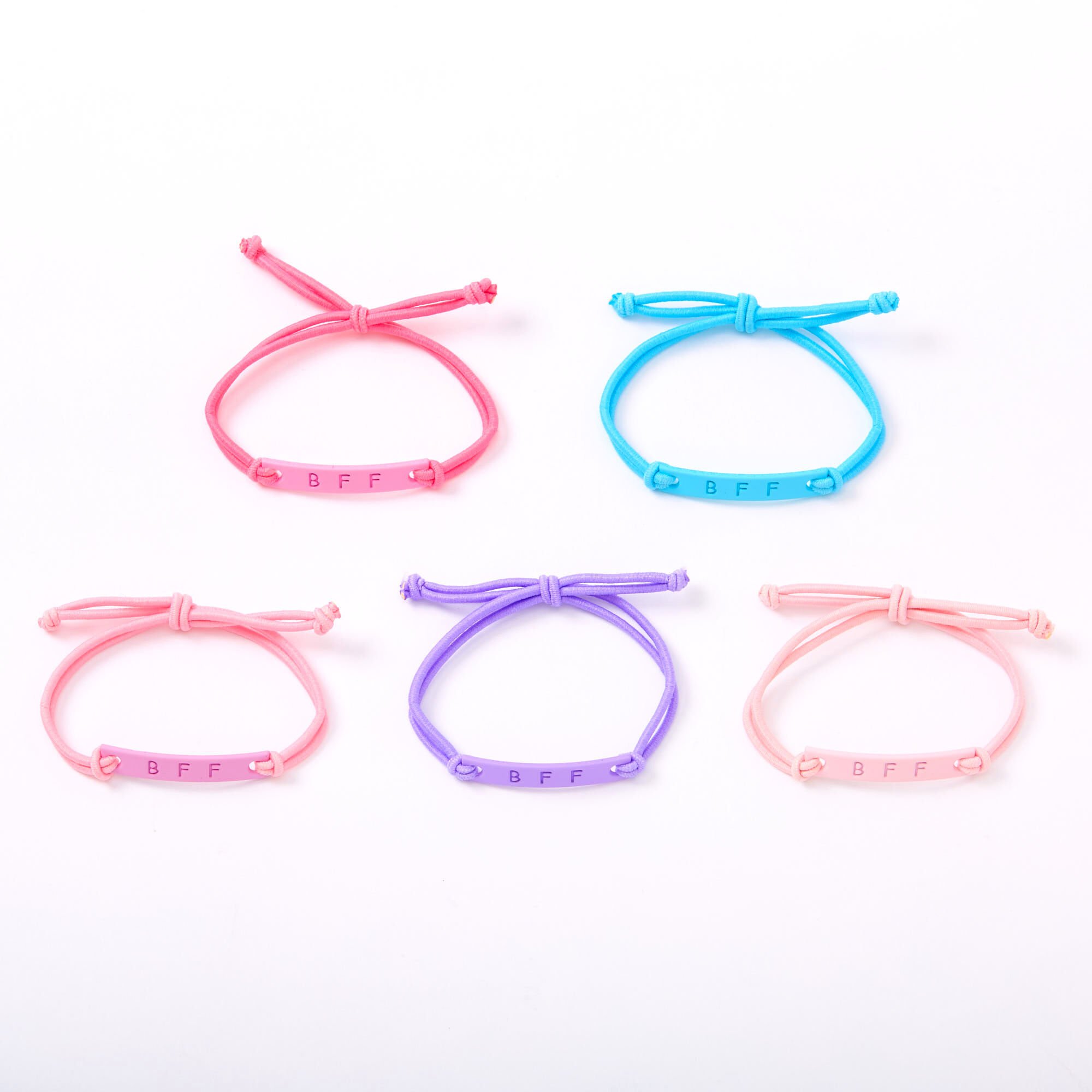 Bracelets d’amitié réglables plaques métalliques mates aux tons pastel - Lot de 5,