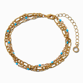 Gold-tone Turquoise Multi-Strand Chain Anklet,