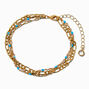 Gold-tone Turquoise Multi-Strand Chain Anklet,