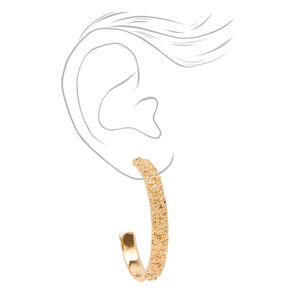 Gold 50MM Rugged Textured Hoop Earrings,