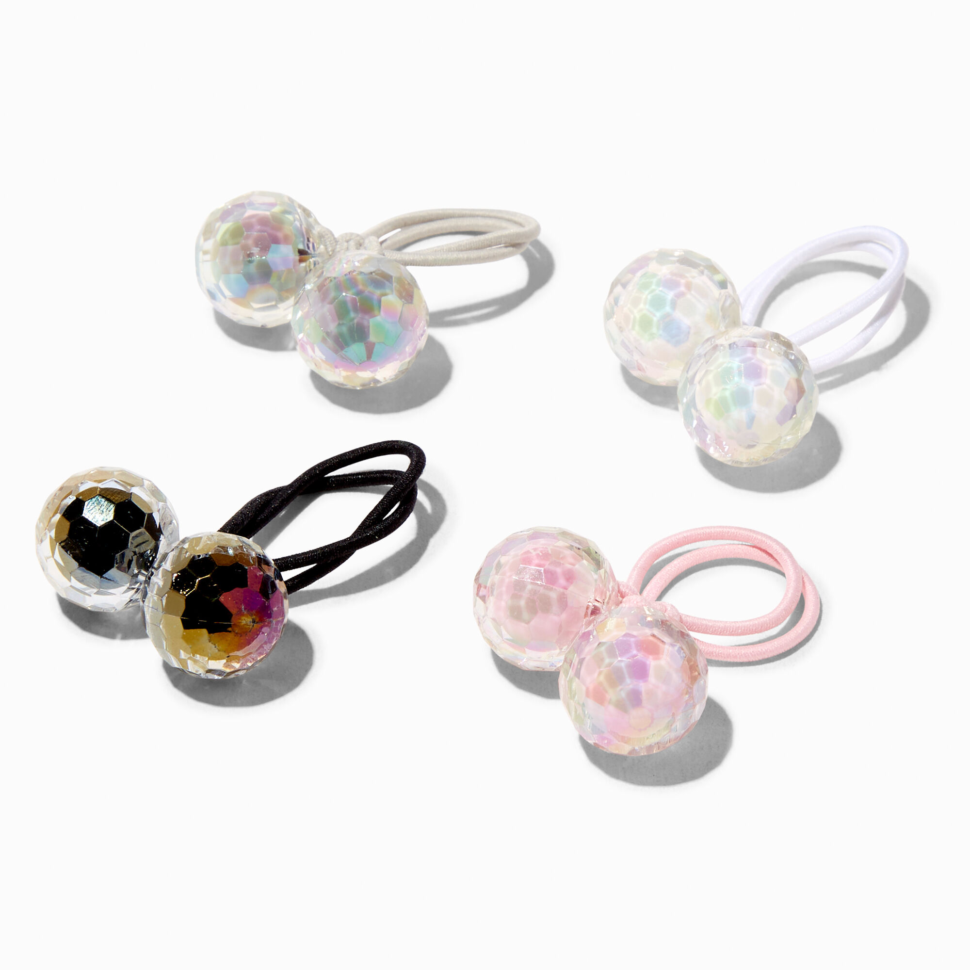 View Claires Club Edgy Iridescent Knocker Bead Hair Ties 4 Pack information