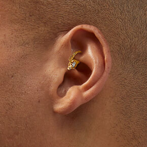 Gold-tone Stainless Steel Cubic Zirconia 16G Chandelier Daith Earring,