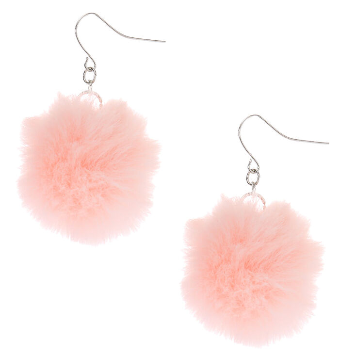 Light Pink Pom Pom 1.5&quot; Drop Earrings ,